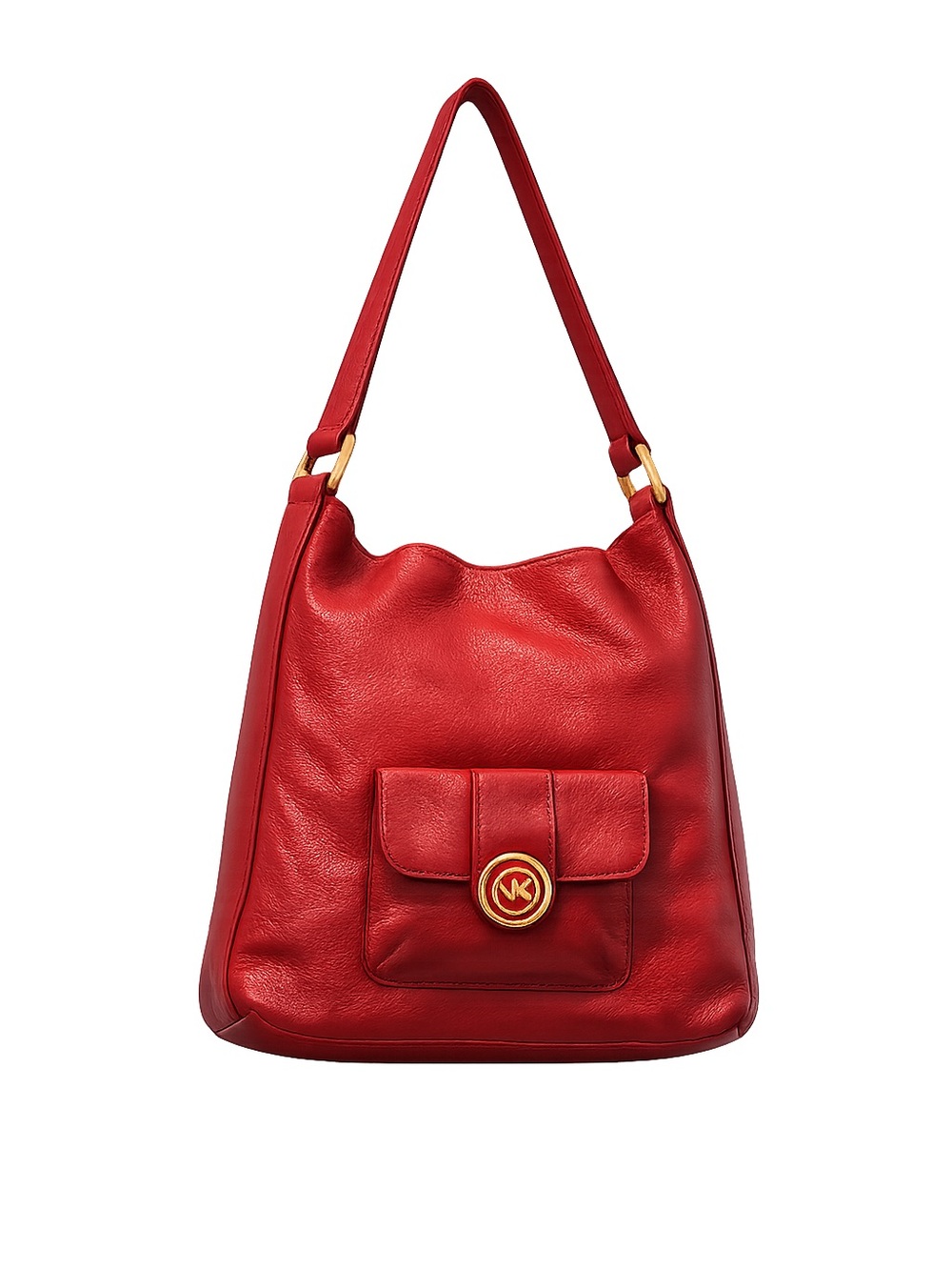 Michael Kors Red Leather Hobo with Gold Logo Accent - Picture 6 of 7